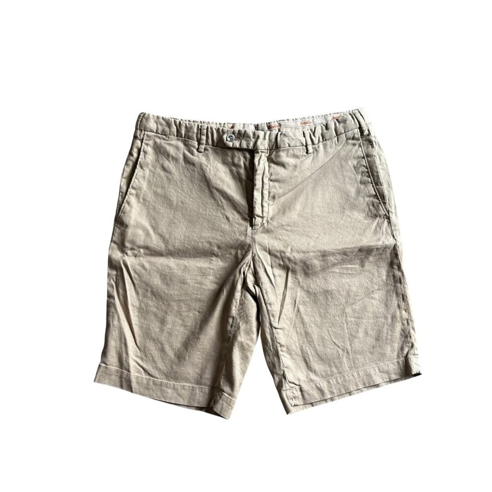 Zanella Mens Linen Shorts Khaki Size 36 Casual